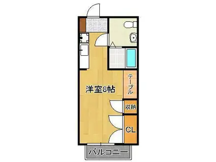 カリタスプラザ(ワンルーム/1階)の間取り写真