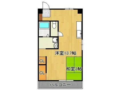 八千代葉山ビル(ワンルーム/4階)の間取り写真