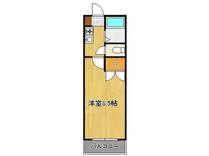 SUNハイツ岡田(1K/3階)の間取り写真