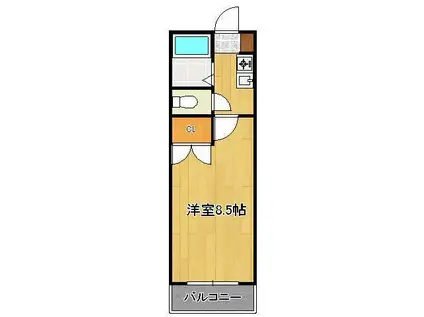 SUNハイツ岡田(1K/4階)の間取り写真