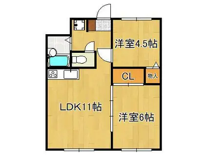 エルハイツ王子(2LDK/1階)の間取り写真