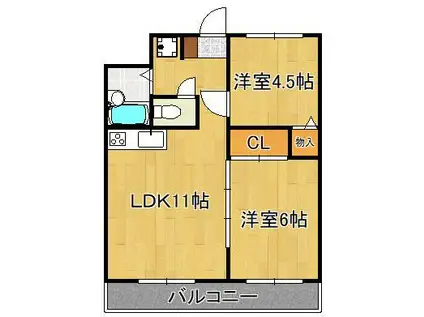 エルハイツ王子(2LDK/3階)の間取り写真