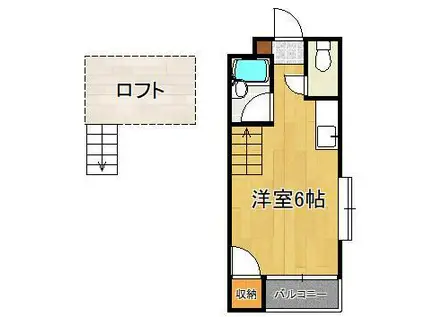 メイプル鳴水(ワンルーム/1階)の間取り写真