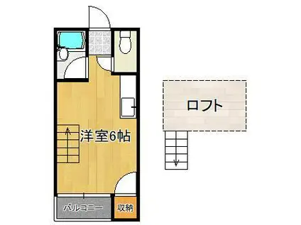 メイプル鳴水(ワンルーム/2階)の間取り写真