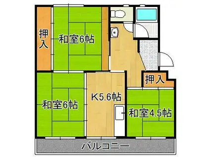 ヒルズ泉ヶ浦(3K/2階)の間取り写真