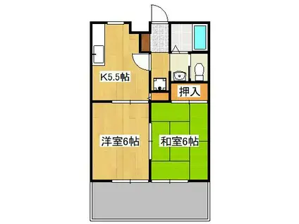 ビーラインKⅢ(2K/2階)の間取り写真