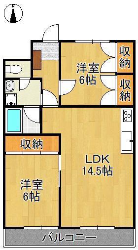 ギャラン瀬板(2LDK/6階)の間取り写真