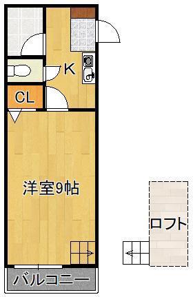 フェリスカーサ鳴水(1K/3階)の間取り写真