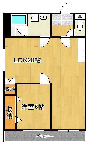 陣山ビル(1LDK/4階)の間取り写真