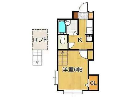 アルシュ則松A(1K/1階)の間取り写真
