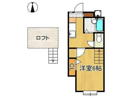 パンシオン ヴィラ プランテ E棟(ワンルーム/2階)の間取り写真