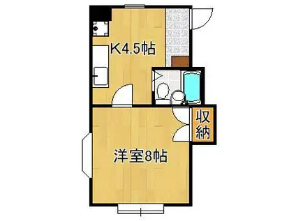 パンシオンカリネB(1K/2階)の間取り写真