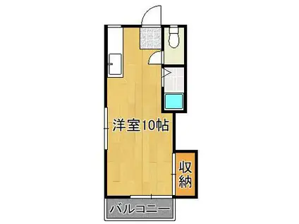 シティベール陣山B棟(ワンルーム/1階)の間取り写真