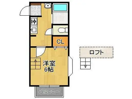ベルシオン北九州Ⅲ(1K/1階)の間取り写真