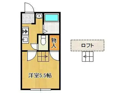 ベルシオン北九州Ⅲ(1K/1階)の間取り写真