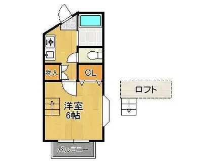 ベルシオン北九州Ⅲ(1K/1階)の間取り写真