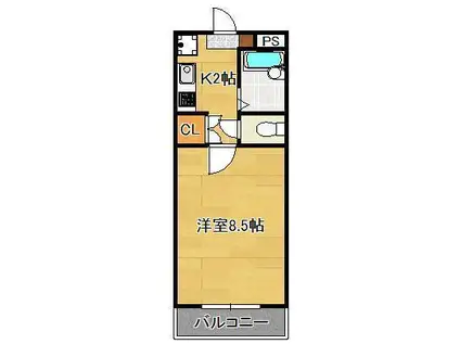 コンドミニアム青山(1K/3階)の間取り写真