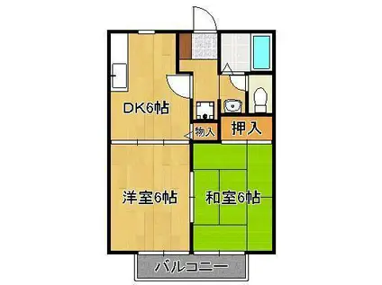 アルテール陣原(2DK/2階)の間取り写真