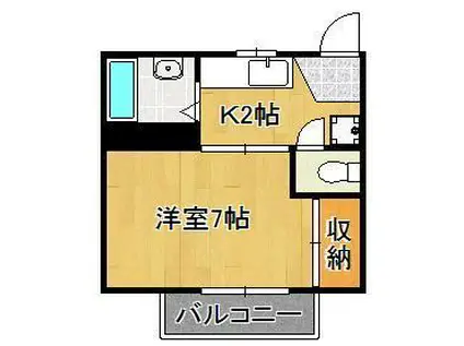 グリーンハウス(1K/2階)の間取り写真