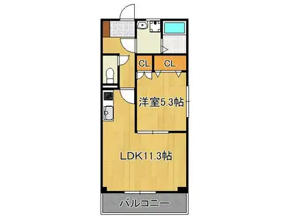 ロハスM(1LDK/1階)の間取り写真