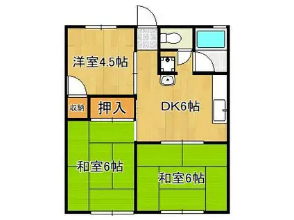 グランデール鳴水A棟(3DK/1階)の間取り写真