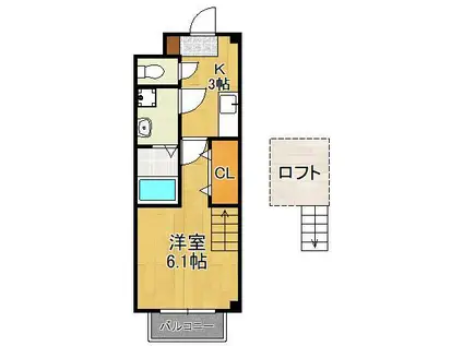 エスポワール鳴水(1K/1階)の間取り写真
