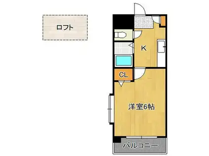 ロイヤルヒルズ黒崎壱番館(1K/4階)の間取り写真