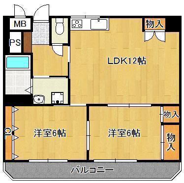 ロイヤルハイツ鷹ノ巣(2LDK/2階)の間取り写真