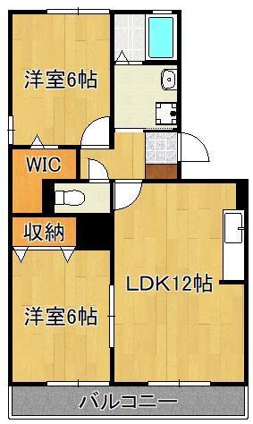 カーサ環(2LDK/3階)の間取り写真