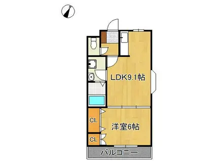 トップハイツドイ(1LDK/2階)の間取り写真