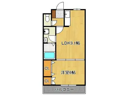 トップハイツドイ(1LDK/2階)の間取り写真