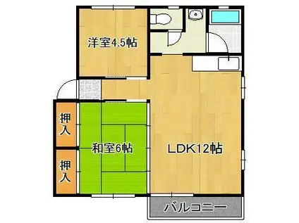 シティハイムエクセランス(2LDK/2階)の間取り写真