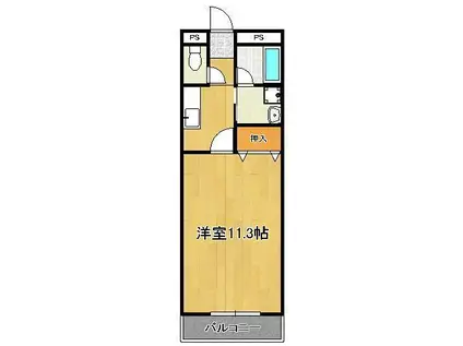 ラ・ルーナ月(1K/3階)の間取り写真