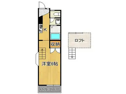 プラザドゥアトレ(1K/2階)の間取り写真