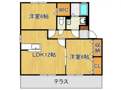 グリーンコート楽(2LDK/1階)の間取り写真