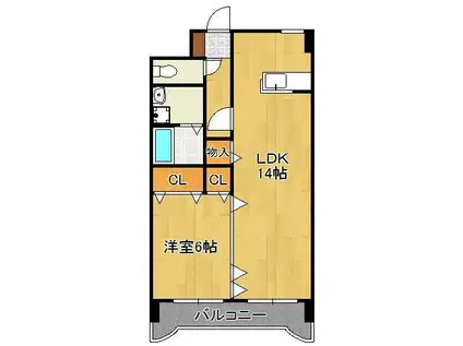 ユリシーズK(1LDK/5階)の間取り写真