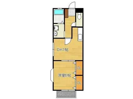 ソレイユ・ルヴァン光(1DK/2階)の間取り写真