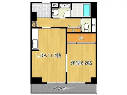 レーベント黒崎(1LDK/6階)の間取り写真