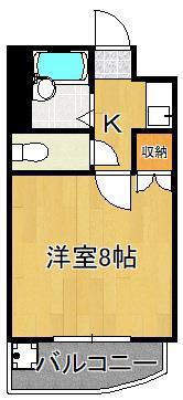 キャステール八千代(1K/4階)の間取り写真
