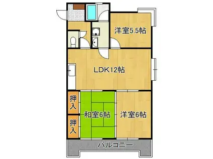 リバーコーポラスOND(3LDK/3階)の間取り写真