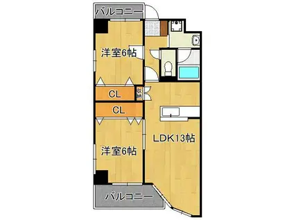 カーサベルテまつくま(2LDK/7階)の間取り写真