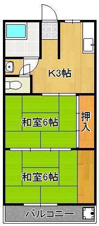 杉原荘(2K/2階)の間取り写真