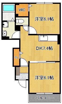 セレーノ洞海(2DK/1階)の間取り写真
