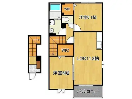 セレーノ洞海(2LDK/2階)の間取り写真