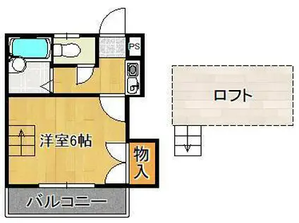 ウェーブ皇后崎(1K/2階)の間取り写真