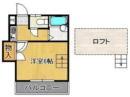 ウェーブ皇后崎(1K/2階)の間取り写真