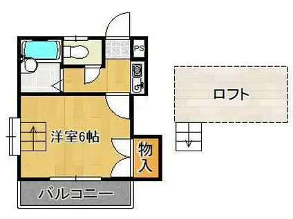 ウェーブ皇后崎(1K/1階)の間取り写真