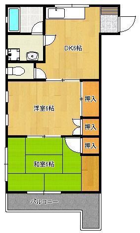 オアシス神原(2DK/2階)の間取り写真