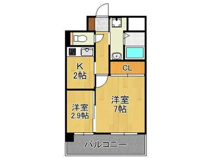 アベニュー黒崎(2K/2階)の間取り写真