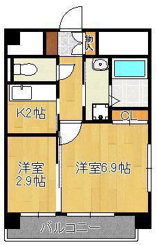 アベニュー黒崎(2K/2階)の間取り写真